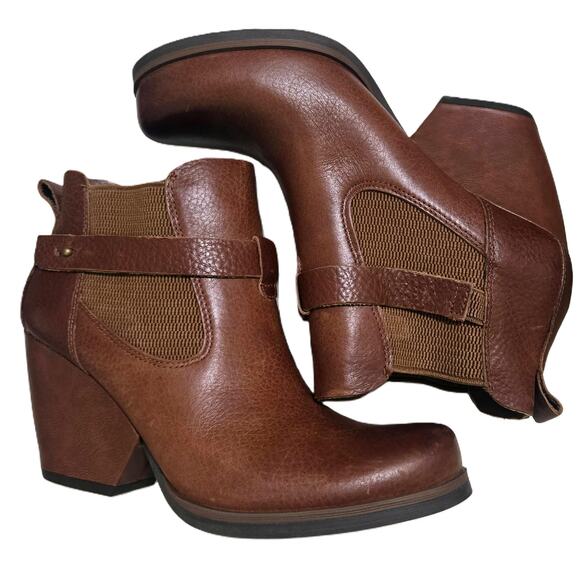 Korks by Kork-Ease Brown Leather Chunky Heel Adj Strap Ankle Booties size 7.5M - Picture 4 of 7